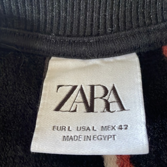 Zara Men’s Striped Sweater Black brown and white vertical stripes Size Large - Picture 5 of 8